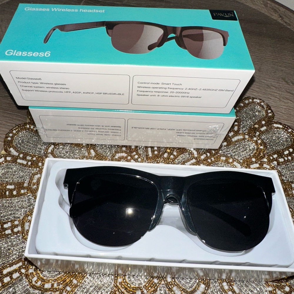 NWT Black Wireless Headset Glasses With Built In mic - Picture 2 of 9